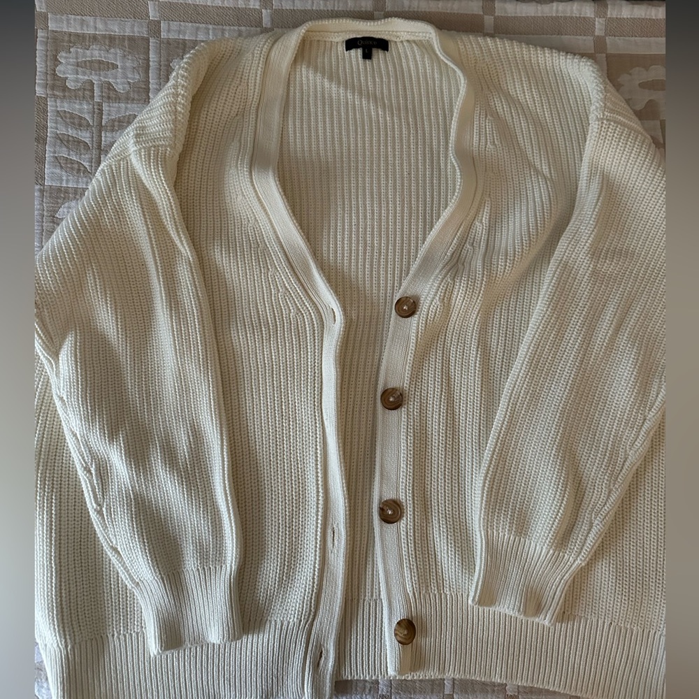 Quince Cream Knit Button-Up Cardigan